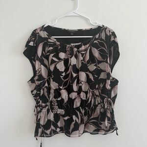 Banana Republic NWT Floral Side-Tie Top Chiffon Lightweight Summer Boho Large